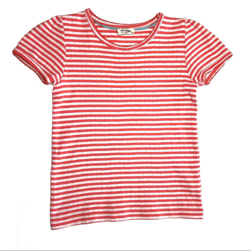 Mini Boden Coral Striped Pointelle Tee 9-10yr